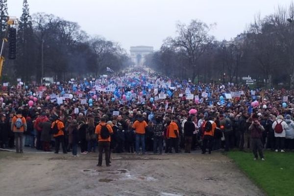 Un des cortèges de la manifestation contre le mariage pour tous à Paris