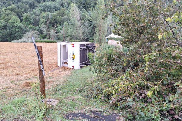 Le camping municipal de la Vallée a été dévasté par un violent orage en Lozère, 110 vacanciers ont été évacués. Vendredi 12 juillet 2024.