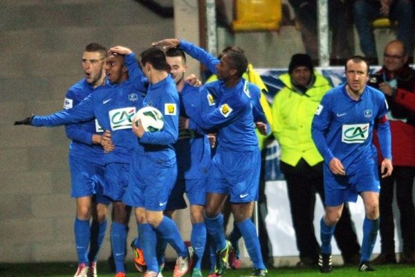 La joie des joueurs d'Arras après leur 2ème but. 