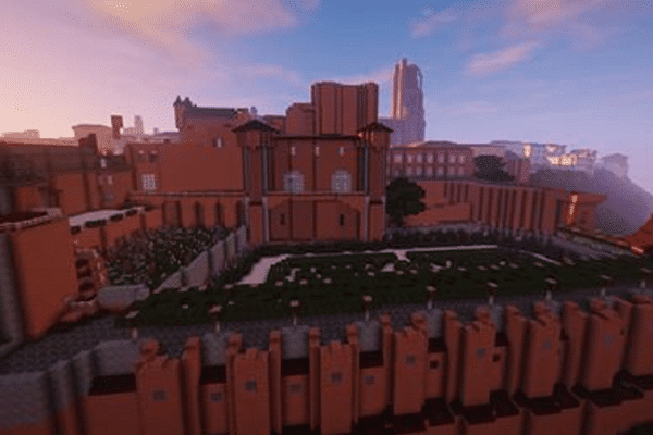 Le palais de la Berbie et les jardins de l'évêché version MineCraft.