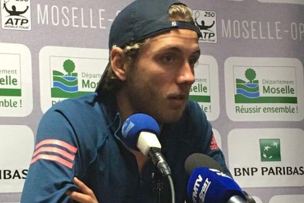 Lucas Pouille, lors de sa conférence de presse à l'issue de la demi-finale du Moselle Open 2016