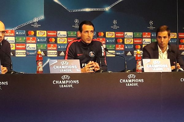 L'entraîneur parisien, Unay Emery, en conférence de presse d'avant-match PSG-OM