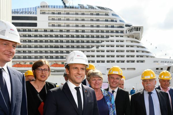 Bruno Le Maire en compagnie du président Macron le 31 mai 2017 à Saint-Nazaire