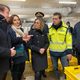 La ministre de la pêche, Agnès Pannier-Runacher, au Guilvinec (Finistère) le 17 janvier. A gauche : Loïg Chesnais-Girard président du Conseil régional de Bretagne. À droite : Maël De Calan, président du Conseil départemental du Finistère.