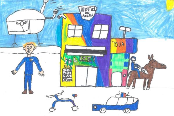 Dessin d'enfant du concours organisé par la police 67 « Pour toi la police c’est quoi ? »