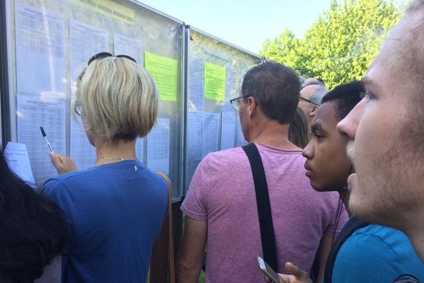 Des candidats au bac et des parents, venus voir les résultats au Lycée Brequigny à Rennes. C'était en 2019... avant le coronavirus  