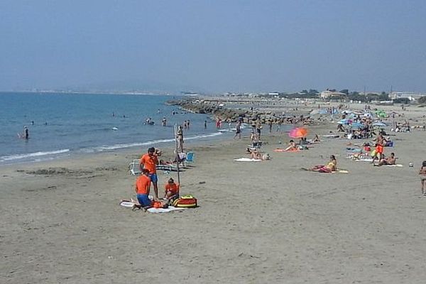 Les sauveteurs de la plage de Frontignan ont fait la démonstration du secours d'une personne en début de noyade. - Juillet 2015