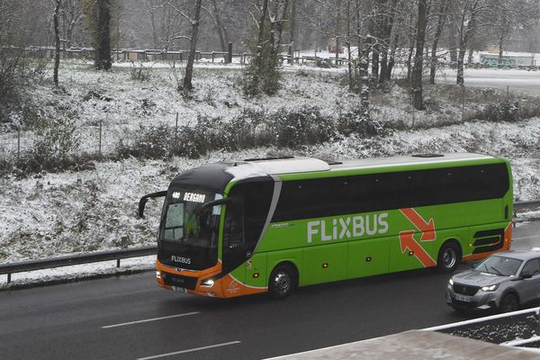 Un flixbus touché par une chute de branches d'arbres dans le Doubs. Image d'illlustration.