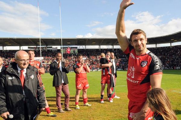 Vincent Clerc lors de ses adieux au public toulousain