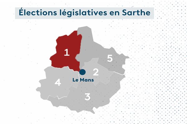 Découpage électoral de la 1ère circonscription de la Sarthe.