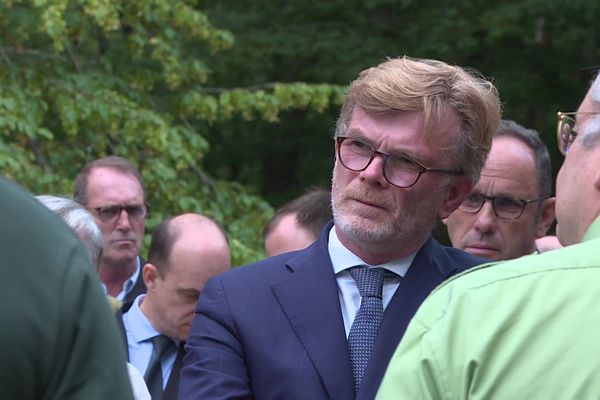 Environnement : Marc Fesneau en déplacement à Tigy (Loiret) - 26 juillet 2023