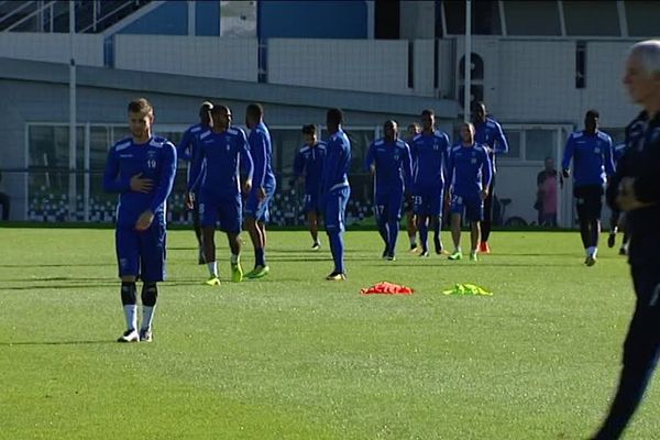 Les joueurs de l'AJ Auxerre à l'entraînement, avant leur match face à Bourg-en-Bresse