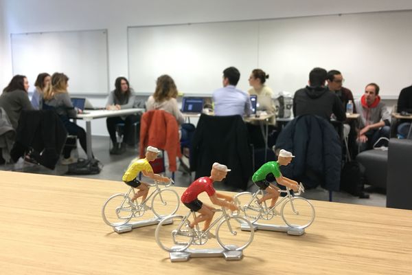 Le groupe d'étudiants participant au projet Tour de France dans le cadre du Hyblab 2018 à Nantes