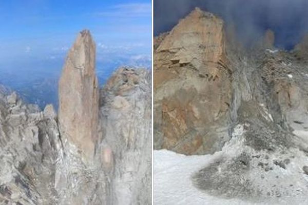 L'écroulement s'est produit à la base de l'arête des Cosmiques.