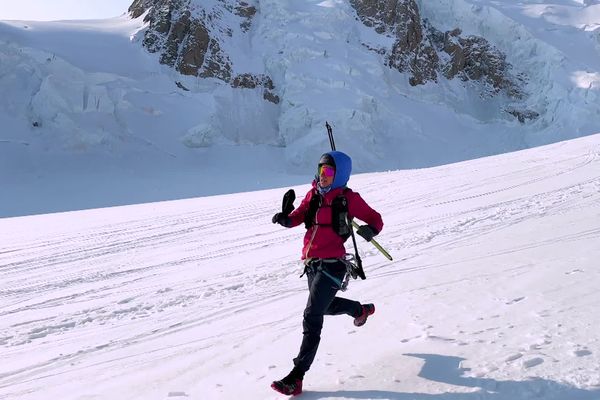 Hillary Gerardi lors de sa redescente du mont Blanc, samedi 17 juin.