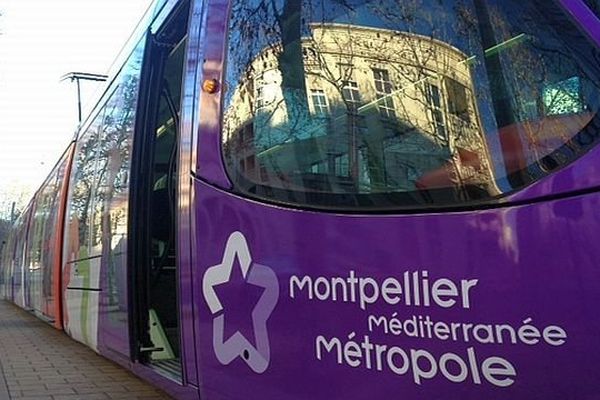 Montpellier - un tramway aux couleurs de la Métropole 3M, Montpellier Méditerranée Métropole - 12 janvier 2015