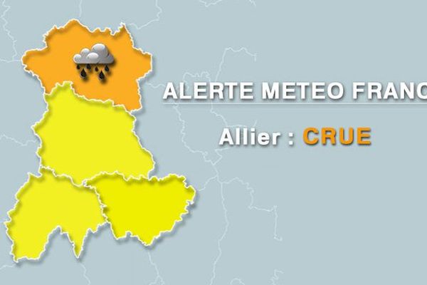 Le service de Prévision des crues place l'Allier en vigilance pour la soirée du 31 mai 2016. Une prochaine carte sera publiée le 1er juin 2016 à 10h00.