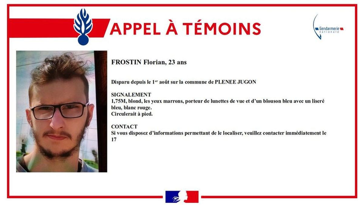 Disparition inquiétante dun jeune homme de 23 ans. La gendarmerie des  Côtes-dArmor lance un appel à témoins