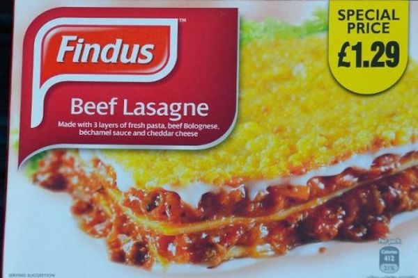 La boîte de lasagnes Findus au boeuf, qui contenait de la viande de cheval de Roumanie