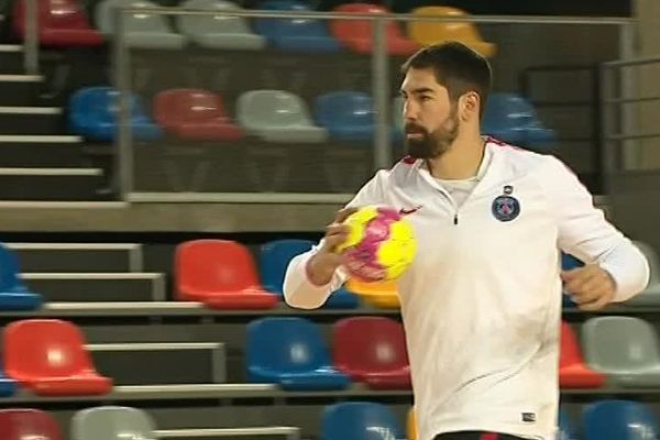 Nikola Karabatic à l'entraînement ce vendredi sur le terrain de René-Tys.