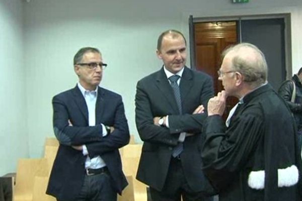 Frédéric Forte, président du Limoges Csp et Maitre Martial Dauriac, avocat du club,  à l'audience des prud'hommes à Limoges, 29 avril 2014