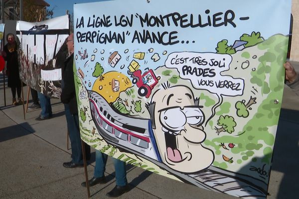 Une nouvelle fois, les associations ont manifesté leur opposition au futur tracé de la LGV entre Montpellier et Perpignan qui passera par le bassin de Thau à Sète.