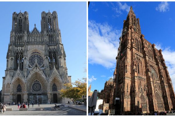 Les cathédrales Notre-Dame de Reims et Notre-Dame de Strasbourg. 