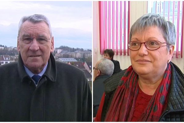 Les deux candidats aux élections municipales de Rethel : Guy Démaraix (UMP) / Joëlle Barat (PS)