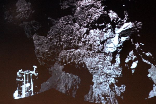 La toute première photo effectuée par Philae depuis la surface de la comète Tchouri 