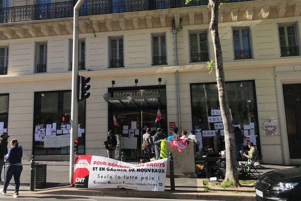 Piquet de grève en mai 2019 devant l'hôtel NH Collection à Marseille.