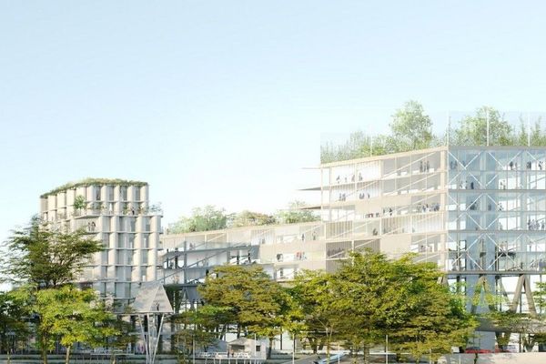 Une représentation du projet MKNO, sur le canal de l’Ourcq à Bobigny. 