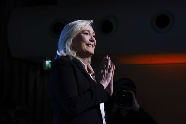 Marine Le Pen hier soir à Paris, lors de son discours à l'issue du premier tour des présidentielles 2022.