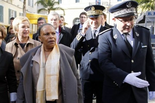 24/01/13 - Christiane Taubira lors de sa venue Ajaccio pour une visite consacrée notamment à la situation dans les prisons.