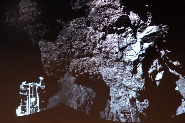 La toute première photo effectuée par le module Philae depuis la surface de la comète Tchouri. 