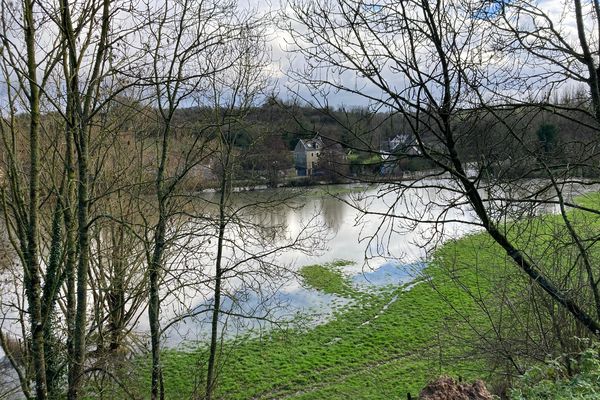 Fresney-le-Puceux, commune du Calvados inondée, jeudi 9 janvier 2025.