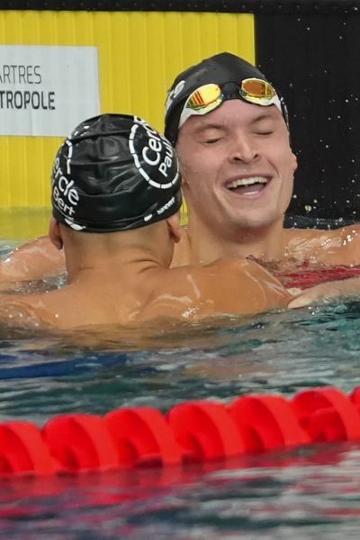 Le nageur breton Yann Le Goff lors des derniers championnats de France en juin 2024. Il s'alignera dans le relais français du 4x200 m nage libre aux JO de Paris 2024.