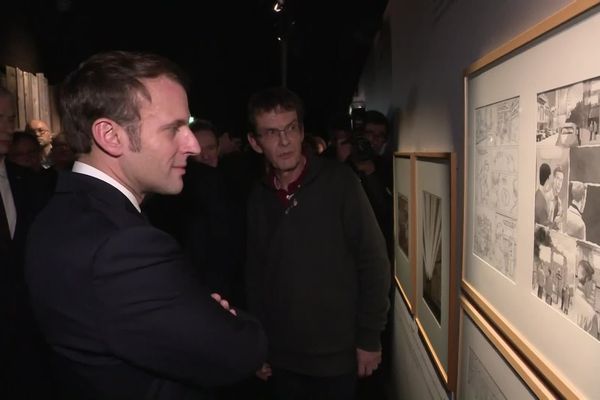 Emmanuel Macron a visité l'exposition Pierre Christin à Angoulême