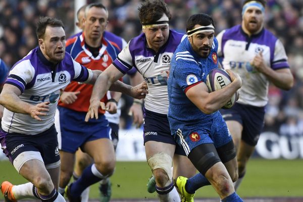 Geoffrey Doumayrou lors du match du XV de France face à l'Ecosse, le 11 février