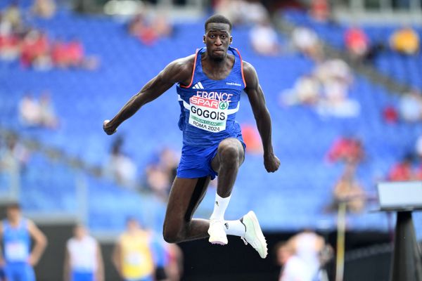 Thomas Gogois lors de l'épreuve de triple saut masculin lors des Championnats d'Europe d'athlétisme à Rome (Italie), le 8 juin 2024.