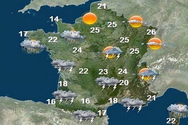 Le temps chaud et lourd va tourner à l'orage samedi 8 et dimanche 9 juin 2013