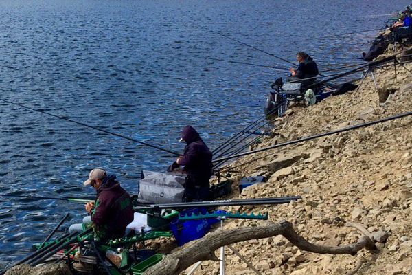 Compétition de pêche au coup sur les rives du lac des Fades au coeur des Combrailles (63)