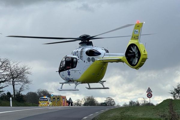 L'hélicoptère du SAMU 61 est intervenu deux fois dans l'Orne ce dimanche 10 mars 2024 pour héliporter des blessés graves au CHU de Caen.