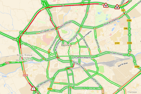 Rocade de Rennes, situation à 8h22 ce lundi 13 octobre