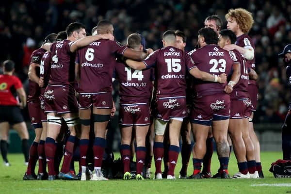 L'équipe de Union Bordeaux-Bègles pendant la rencontre contre le Stade Toulousain (4/12/21)