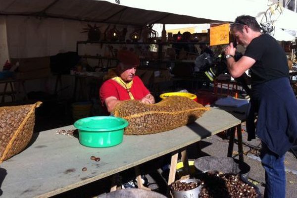 Notre journaliste J.Ph Pazzini  sur le tournage de la Fête de la Châtaigne à Eguzon (Indre) - 31 octobre 2015