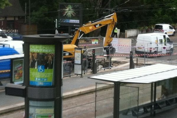 Le chantier devant la Maison de la Région Alsace à Strasbourg