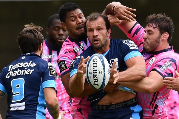 Bismarck du Plessis, au centre, lors du match contre le Stade français le 19 mai 2019.