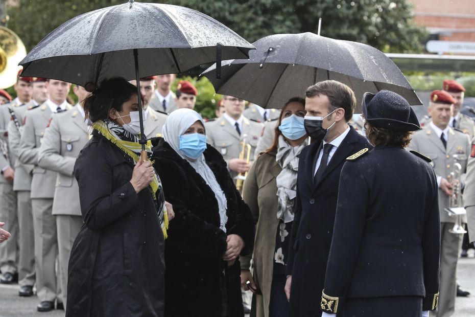 Emmanuel Macron and the Israeli president in Toulouse on March 20 for the commemorations