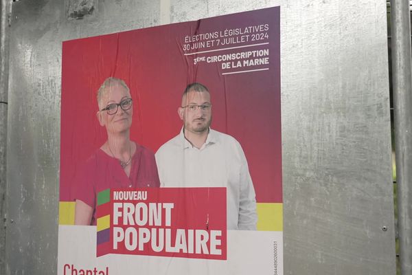 Une affiche du Nouveau Front populaire pour la troisième circonscription de la Marne.