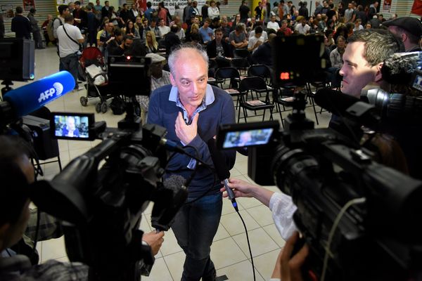 Philippe Poutou lors d'un meeting à Montpellier - 7 avril 2017